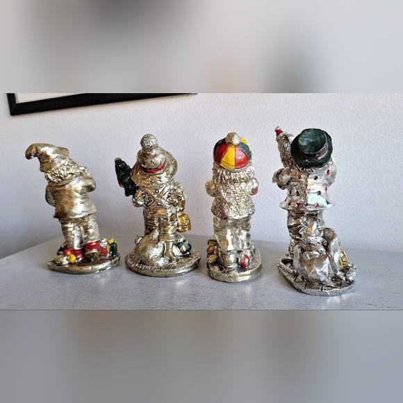 Set of 4 Santa Claus elves in silver - Picture 10 of 11